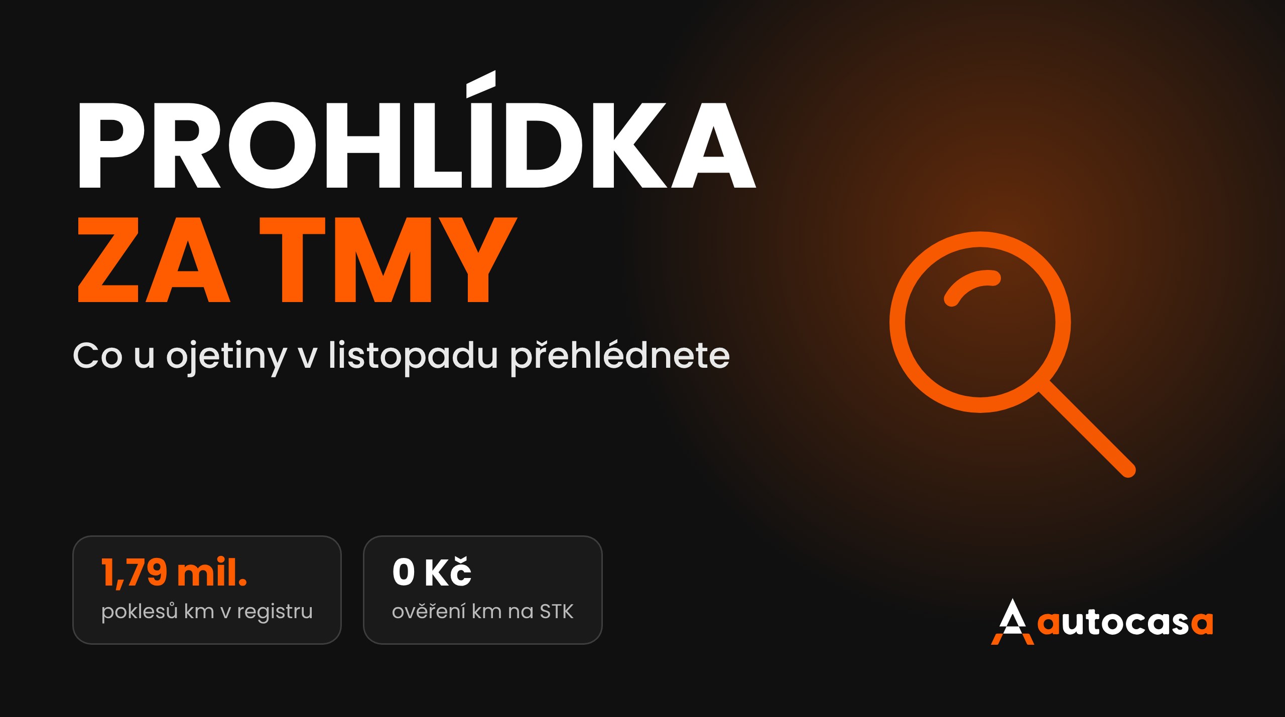 Grafika AutoCasa: Prohlídka za tmy, lupa a údaje o ověření kilometrů