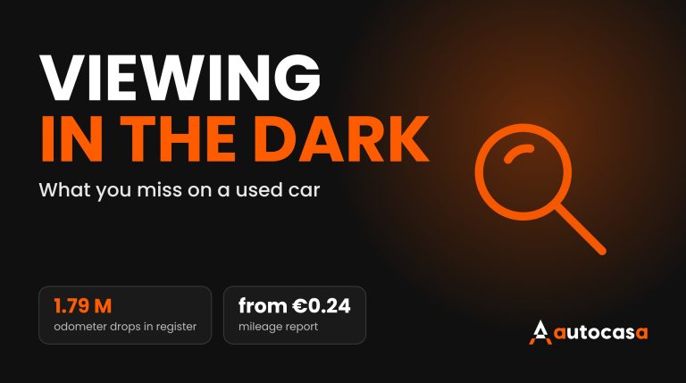 AutoCasa graphic: viewing in the dark, magnifier and mileage check figures