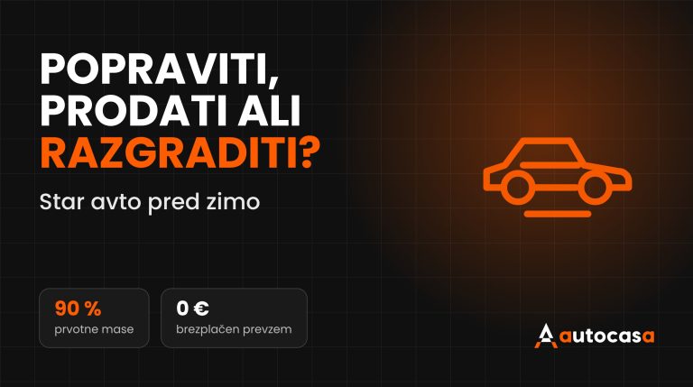 Grafika AutoCasa z napisom Popraviti, prodati ali razgraditi in ikono avtomobila