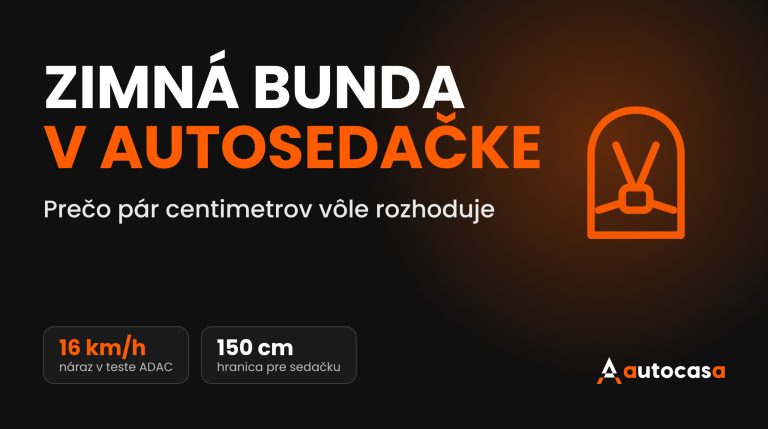 Ikona detskej autosedačky s päťbodovými popruhmi a nadpis Zimná bunda v autosedačke