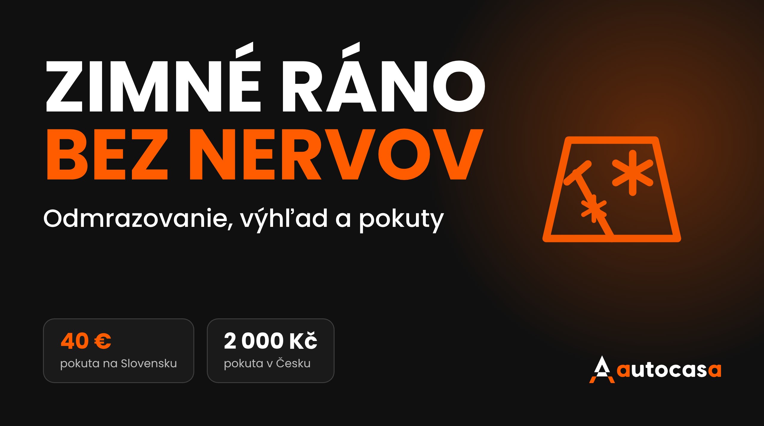 Grafika AutoCasa: zimné ráno, odmrazovanie skiel a pokuty za zasnežené auto