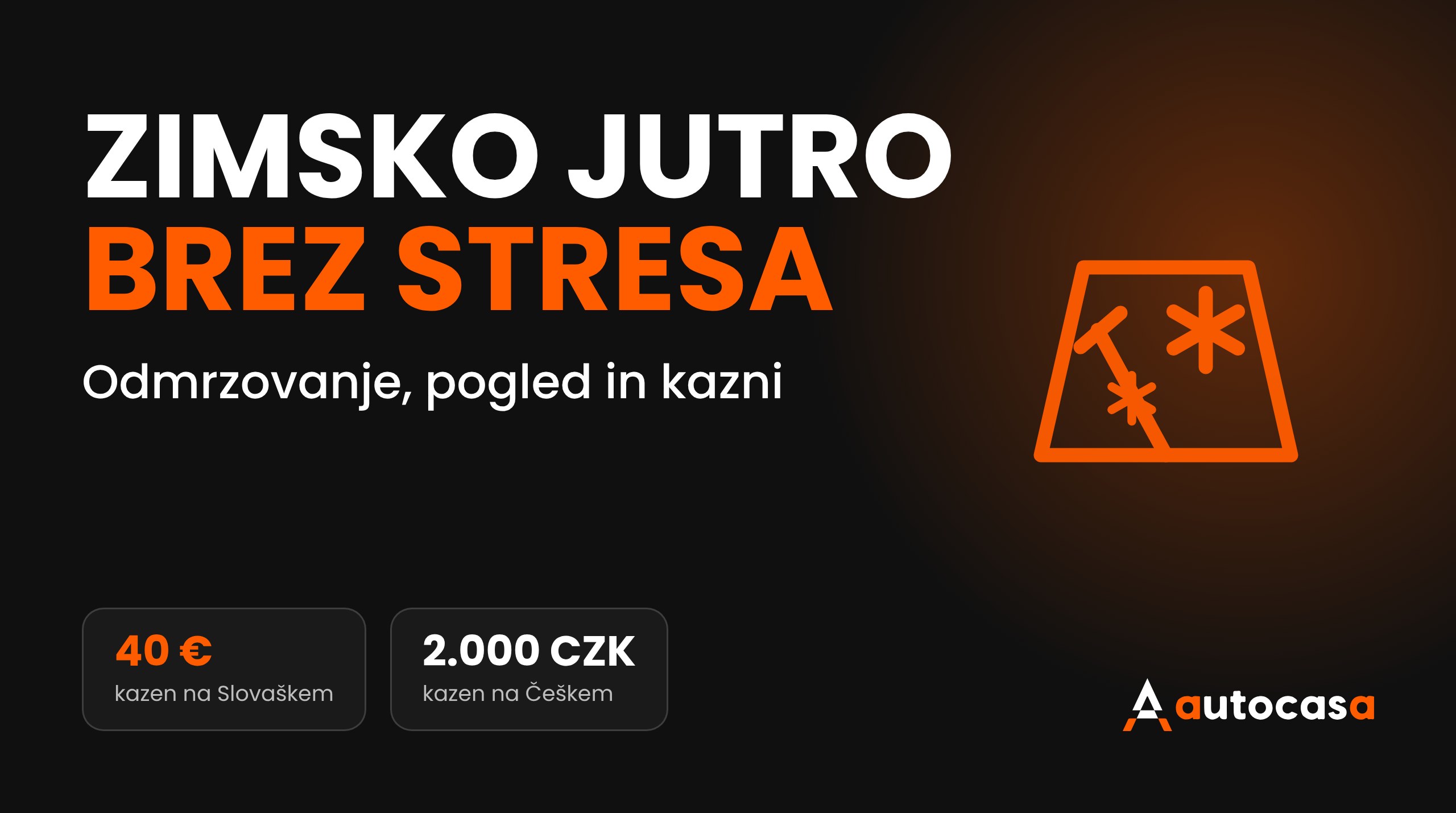 Grafika AutoCasa: zimsko jutro, odmrzovanje stekel in kazni za zasnežen avto