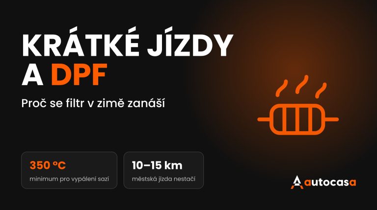 Grafika AutoCasa: krátké jízdy a DPF filtr, minimální teplota 350 °C pro vypálení sazí