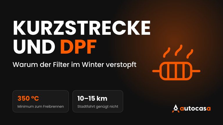 AutoCasa-Grafik: Kurzstrecke und Dieselpartikelfilter, mindestens 350 °C zum Freibrennen